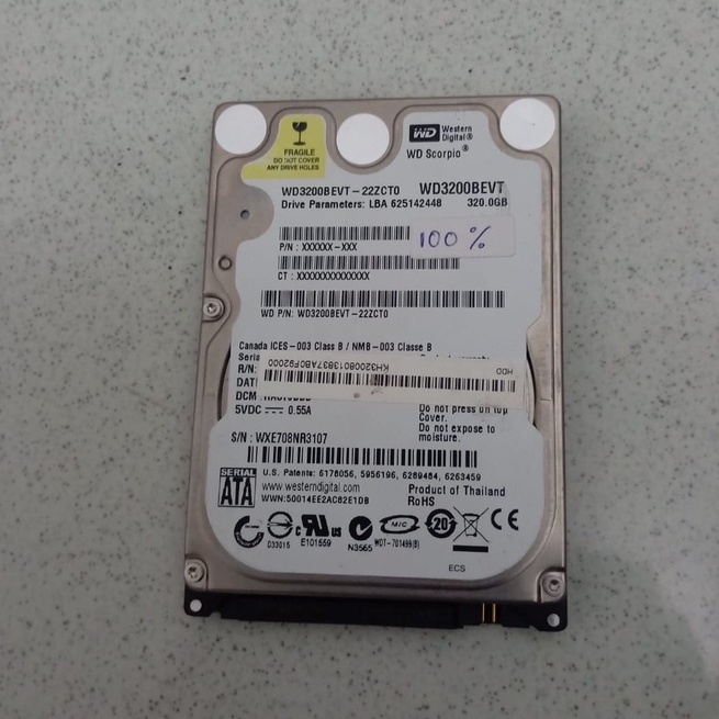 Hardisk HDD Laptop SATA 320GB 100% Sentinel