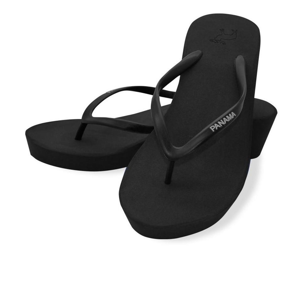 HOT SANDAL JEPIT WANITA - SENDAL WEDGES PANAMA - CXXOE BLACK PREMIUM