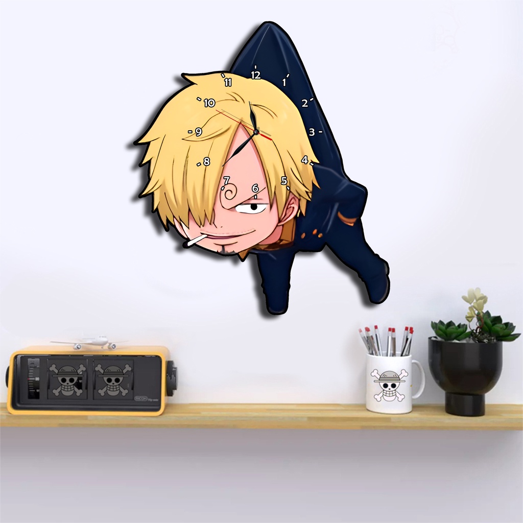 Jam Dinding Pola Unik Design Onepiece Special Edition Free Vintage Box + Baterai rajadekorofficial-Sanji