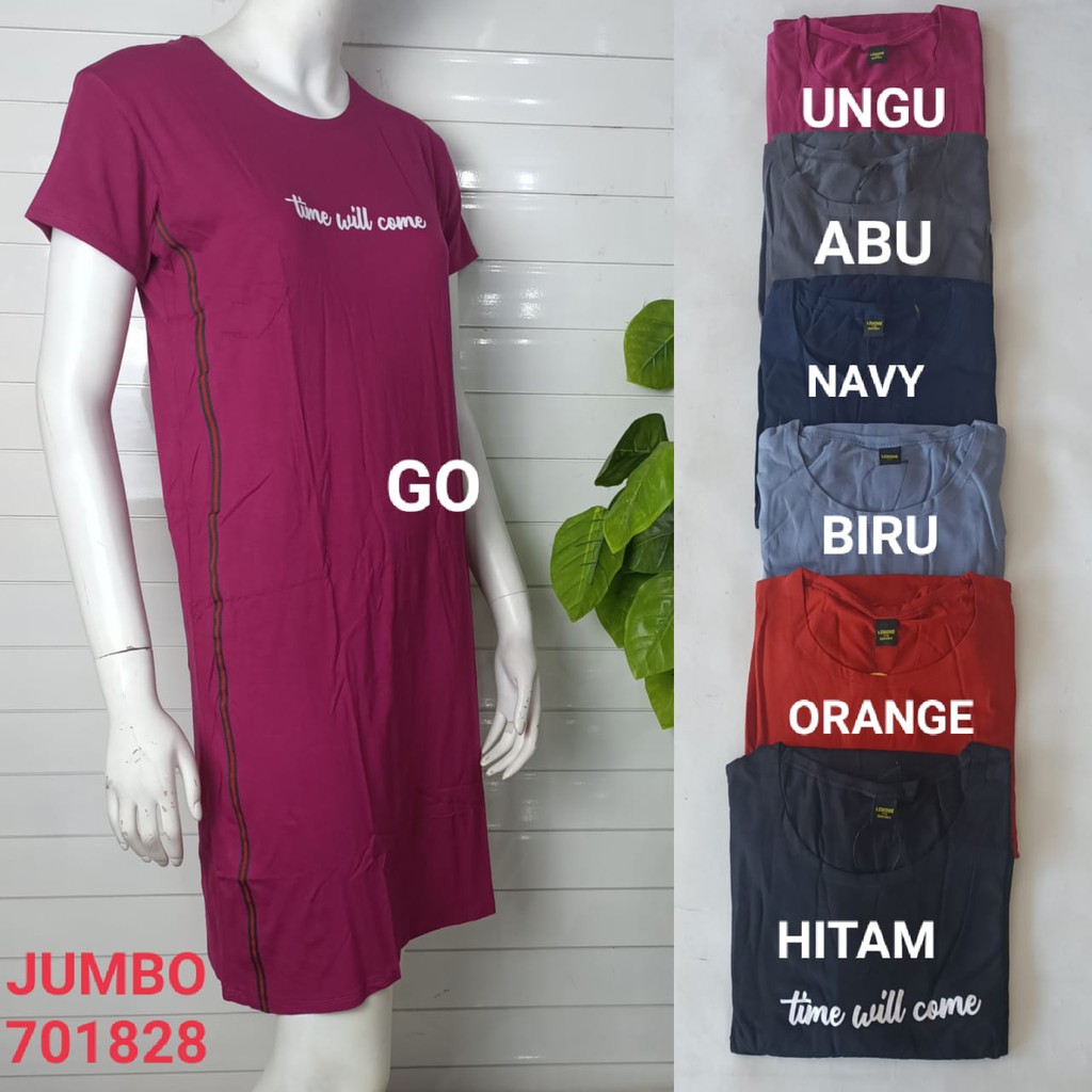 gof LMN DST KOMB JUMBO Wanita Casual Motif Polos Pakaian Perempuan Lengan Pendek