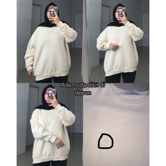 PART I SWEATER OVERSIZE/ CREWNECK THRIFT / PART 2 / SWEATER THRIFT / SWEATER OVERSIZE LENGAN BALON-Ld116 P65 creamMinus