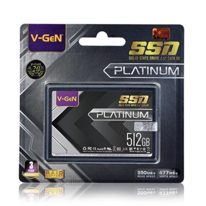 SSD SOLID STATE DRIVE V-GEN PLATINUM 512GB / VGEN 512 GB SATA III 3 GARANSI RESMI