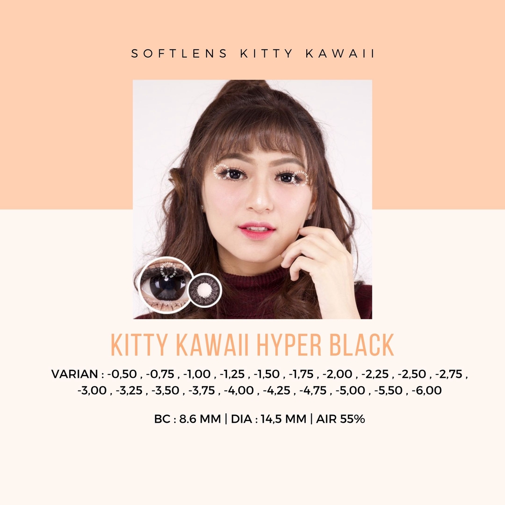 SOFTLENS KITTY KAWAII HYPER BLACK - MINUS / SOFTLENS MATA / LENSA MATA