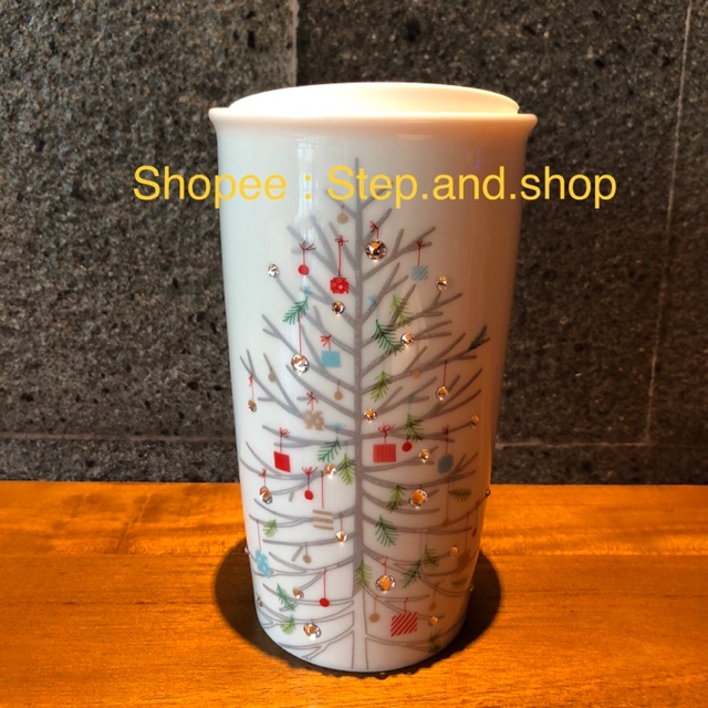 Starbucks Tumbler Double Wall Ceramic - Christmas Tree Swarovski - Original - Super Limited edition