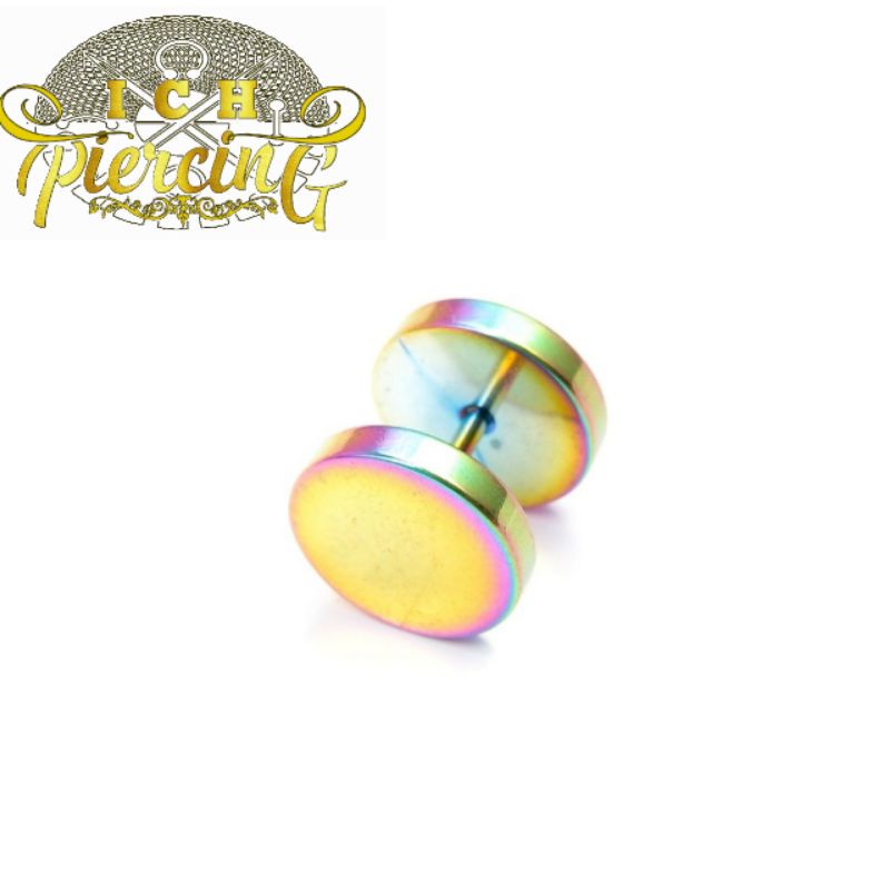 IP-CH anting roda bahan titanium warna rainbow / anting roda anti karat size 3mm, 4mm, 6mm, 10mm