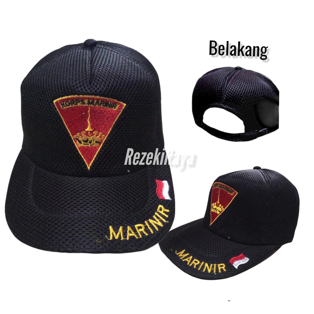 Topi Doublemesh LOGO MARINIR Topi Jaring Pria PNS