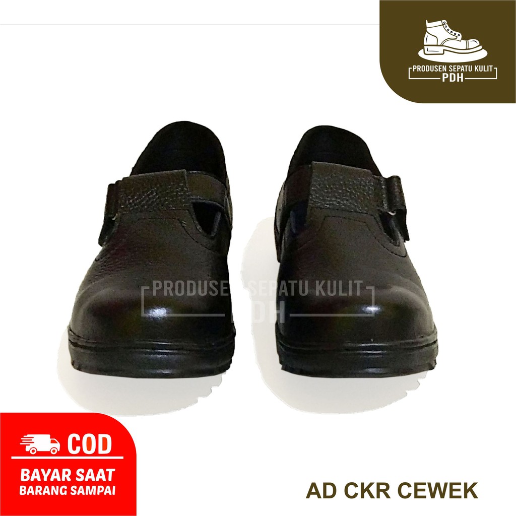 SEPATU SAFETY WANITA SEPTI CEWEK KULIT ASLI SEPATU SEFTY CEWEK SLIP ON UJUNG BESI SEPATU SEKOLAH PROYEK