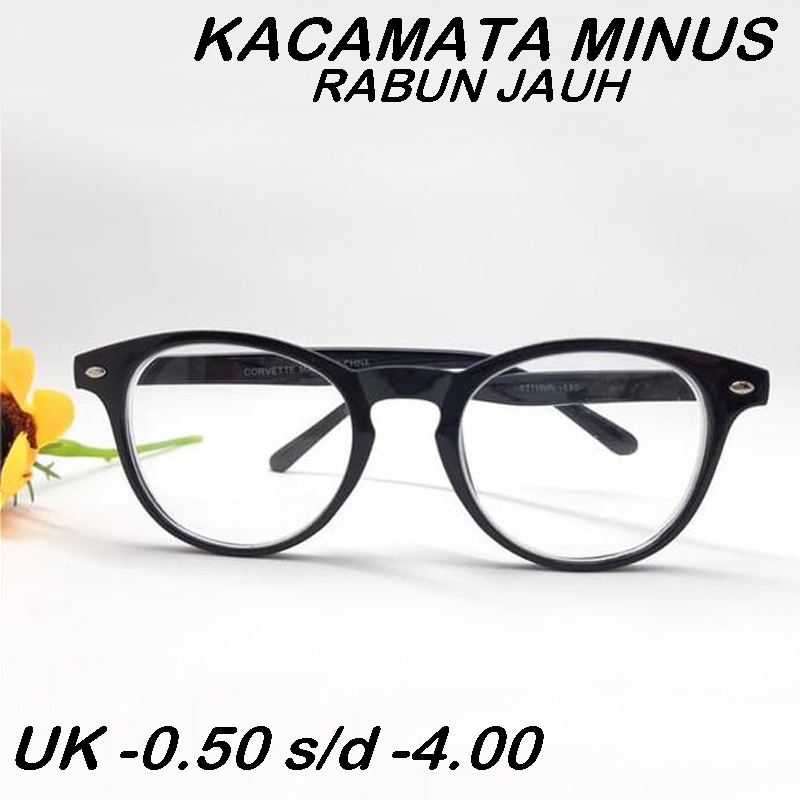 Kacamata Minus (-) Frame Hitam Oval Kacamata baca Minus Wanita Pria Unisex Kacamata Rabun Jauh Eyeglasses Protection Kaca mata Lensa Mines Reading Glasses