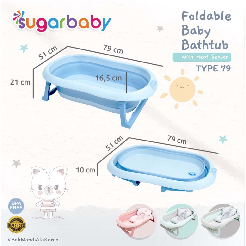 Sugar Baby Foldable Bathtub #F79 (With Heat Sensor)