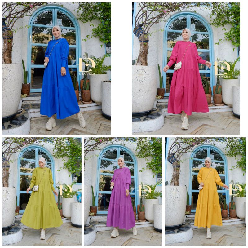 MILIKI SEGERA PRODUK TERLARIS NARA MIDI DRESS ORIGINAL BRANDED DHILOVERA BY OLLA GAMIS MAXY DRESS BA