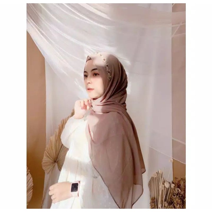 (BISA COD) Pashmina Shanum Payet Bunga Mutiara Pasmina Tali Diamond Hijab Jilbab Instant Premium