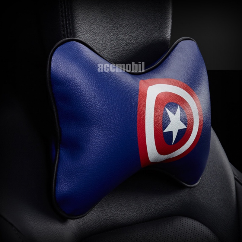 Bantal Headrest Leher Jok Mobil HERO Batman Transformers Superman Spiderman Monster Energy Leopard