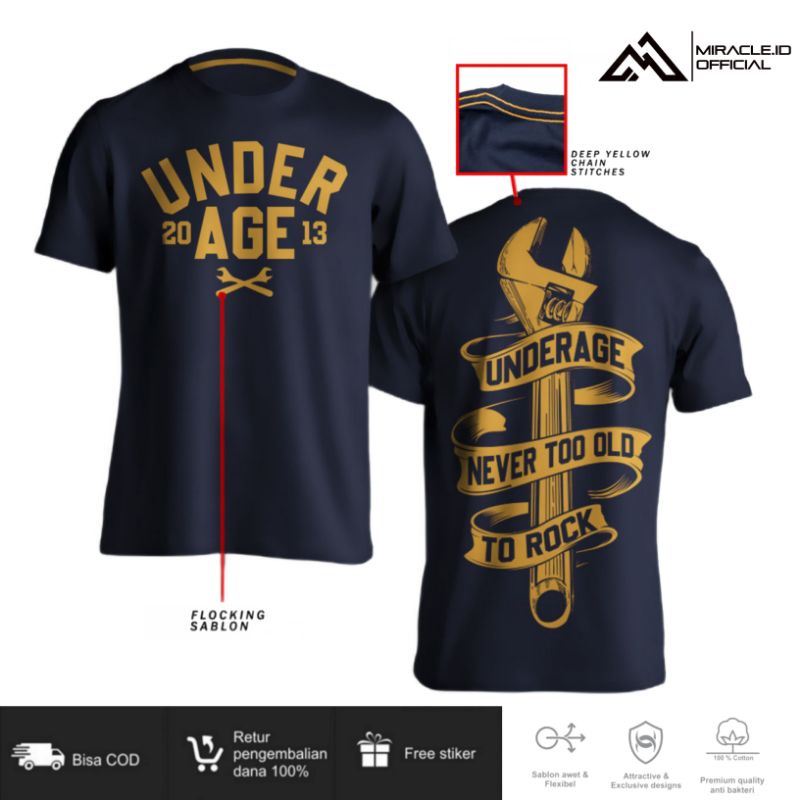 KAOS DISTRO PRIA ORIGINAL UNDERAGE KAOS MOTOR CUSTOM KEREN MURAH BAJU LENGAN PENDEK BRANDED PREMIUM