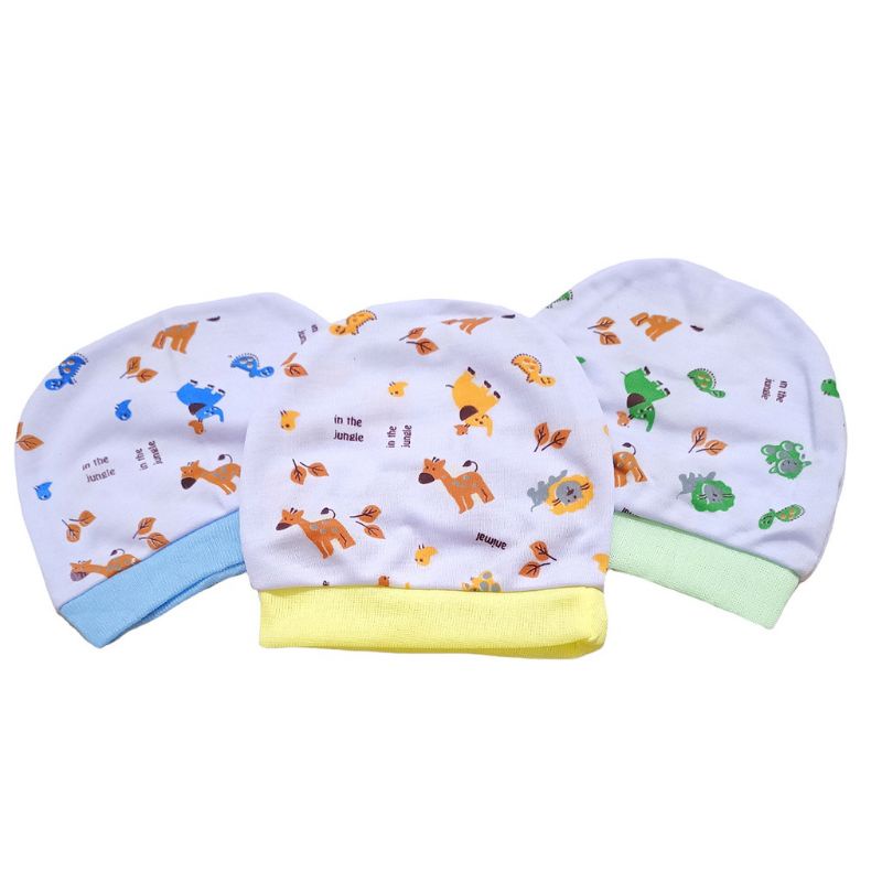 Topi kupluk bayi 0-12 bulan / topi bayi motif print Bayi Cewe Cowo