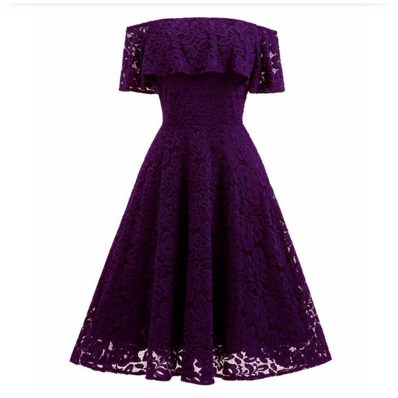 Chiobushop - Lula Midi Dress Brukat Off Shoulder/Sabrina| Party Dress | Dress Bridesmaid | Dress Kon