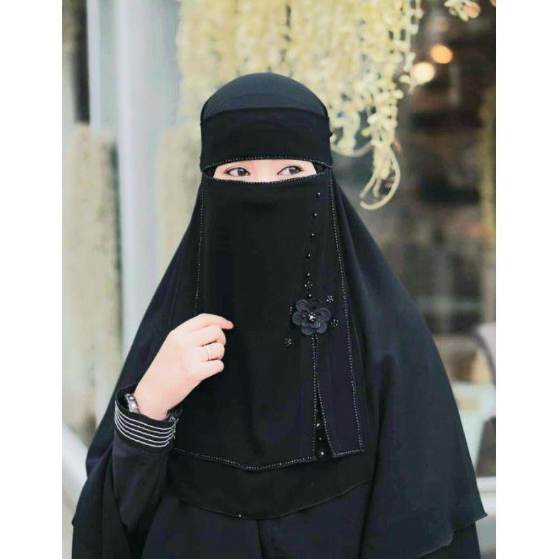 Niqab Bandana Niqab Cadar Niqab Yaman Cadar Bandana Niqob Viral Termurah Niqob BUNGA by wirdaniqob