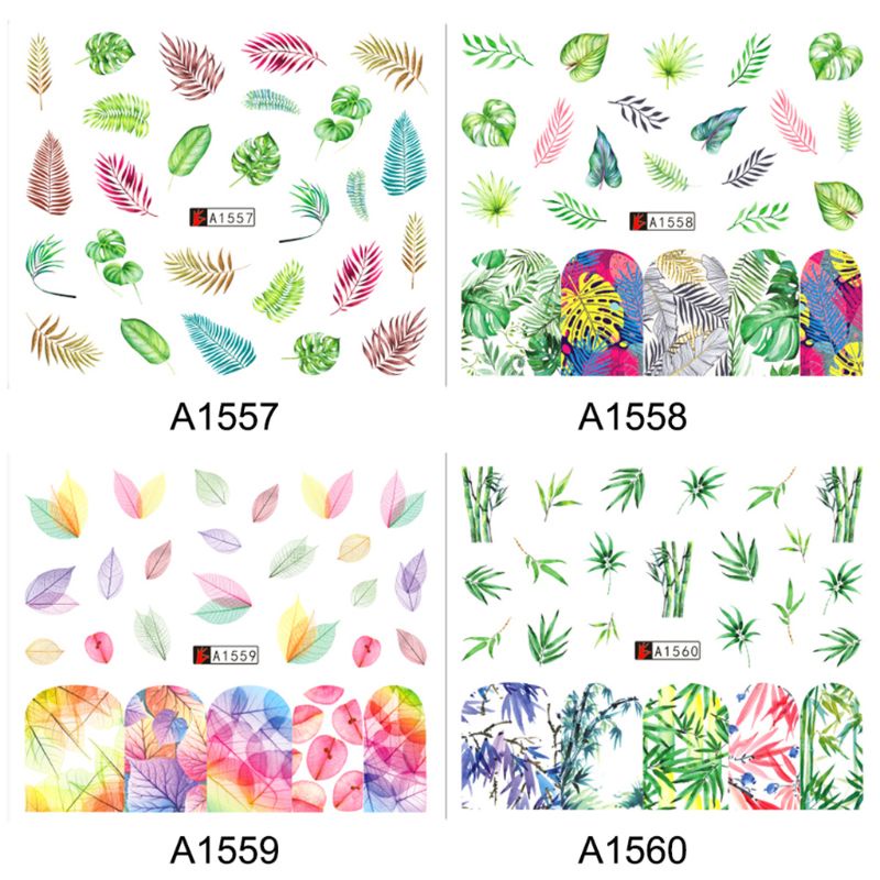 SIY  12 Pcs/set Nail Watermark Sticker Large Green Plant Pattern Epoxy Filling Material Trend Lady DIY Nails Making Filler