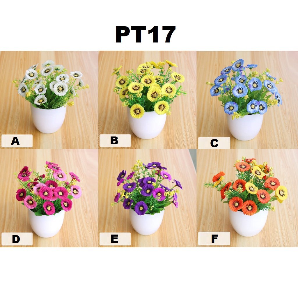 FYGALERYSURABAYA PT16 PT17 Pot Tanaman Hias Bunga Hias Plastik Ornamen Pot Bongsai Artificial Flower Decoration