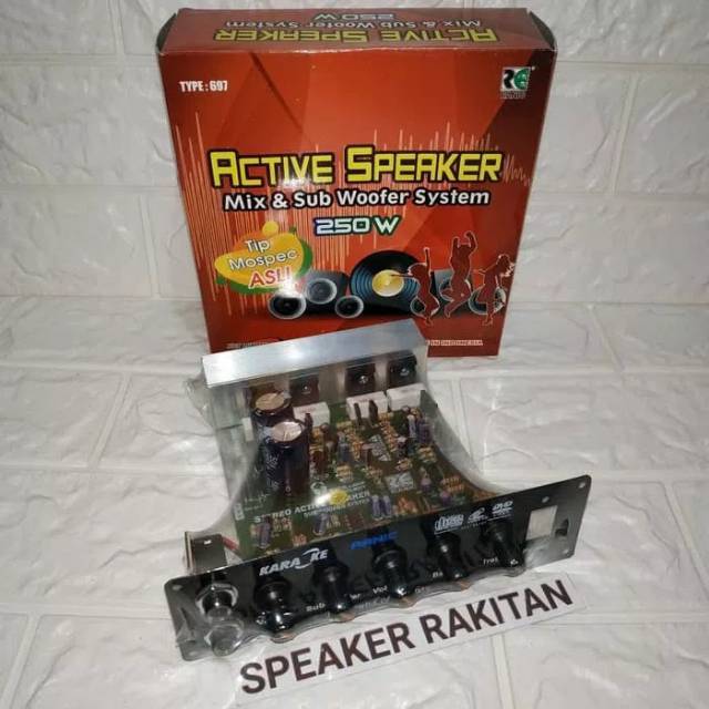 Kit power speaker active/aktif mic + Subwoofer 697 Ranic 250watt mono