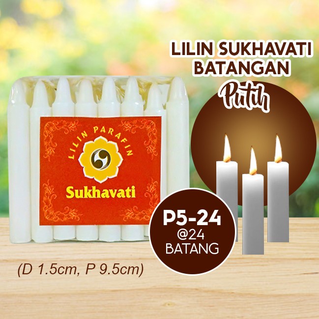 Lilin Batang Sembahyang Sukhavati P5-24 Putih