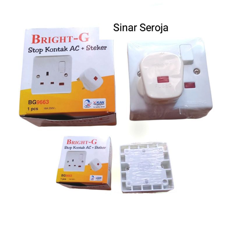 Stop Kontak AC + Steker BRIGHT G / Stop Kontak AC Set BG - 9663