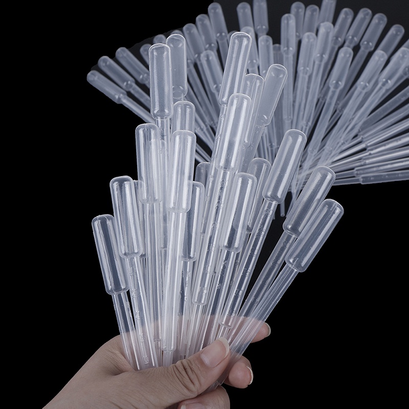 100 Pcs Pipet Transfer Mata Sekali Pakai Bahan Plastik Transparan Ukuran 3ML