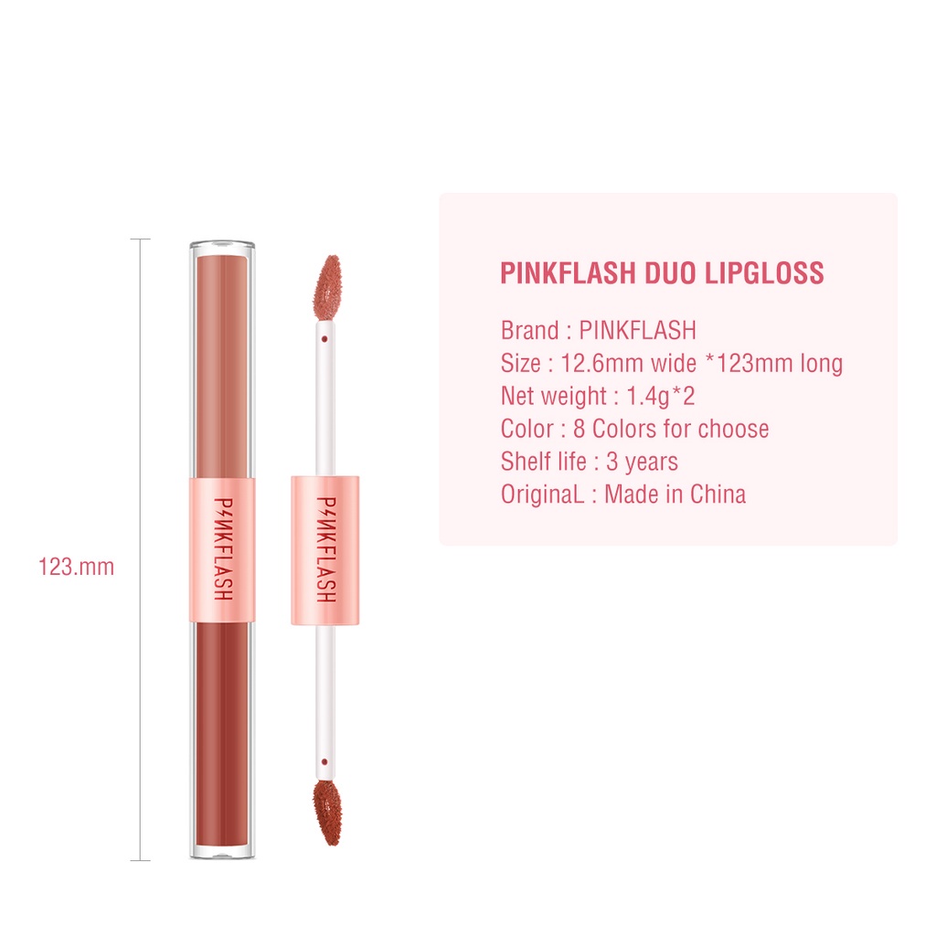 PINKFLASH  2 IN 1 Double Effect Lipstick Waterproof Velvet Liquid Matte Lip Gloss Lightweight Lipstik