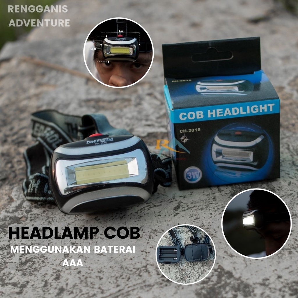 Headlamp Taffled LED Flash Light COB 2016 Senter Kepala Lampu Hiking