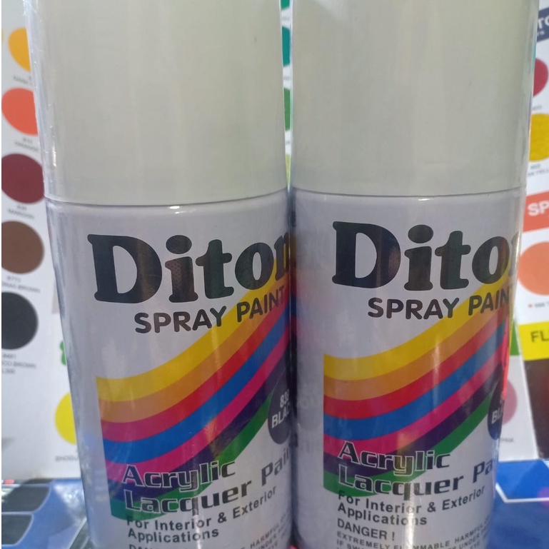 FLUORESCENT COLOURS DITON Spray Paint Acrylic Lacquer Paint 300cc Pilox Cat Semprot Stabilo Glossy Mengkilap 300ml (Red, Pink, Green, Blue, Yellow, Orange, Clear, Primer Grey and White)