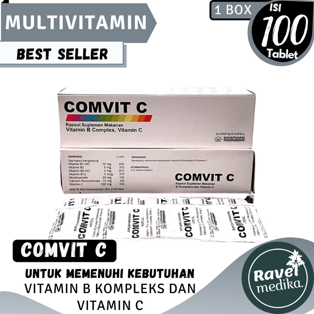Vitamin C 750mg Comvit C Box / Dus Isi 100 Tablet Dengan Extra Vit B Kompleks
