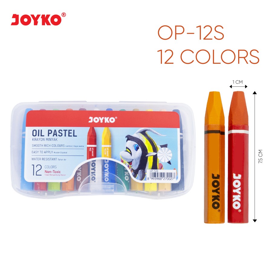 

Crayon Krayon Minyak Oil Pastel Joyko OP-12S - 12 Warna