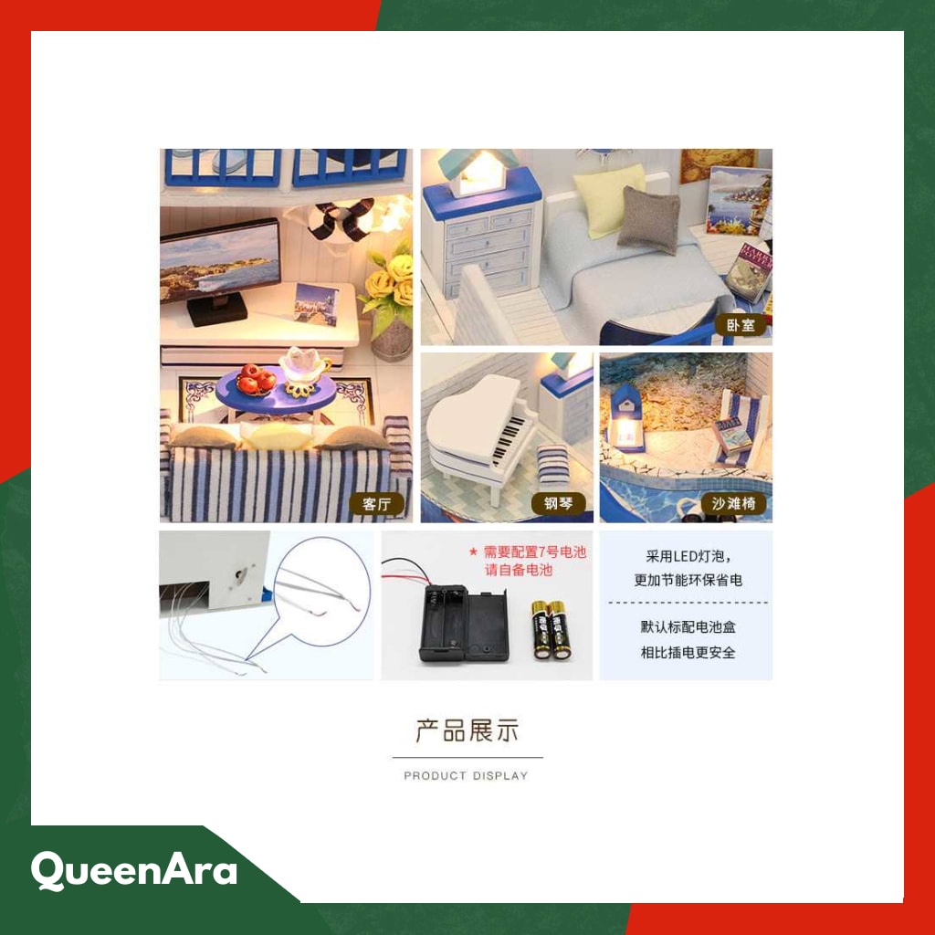 HONGDA Miniatur Rumah Boneka DIY Doll House Wooden Furniture - M04