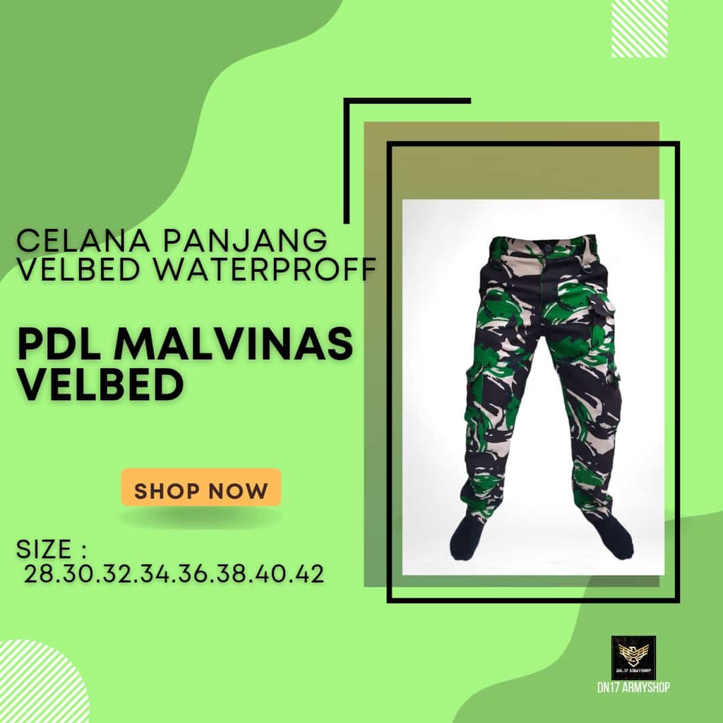 Celana PDL / Celana Tactical / Celana Cargo Loreng Malvinas Velbed Premium Lapangan