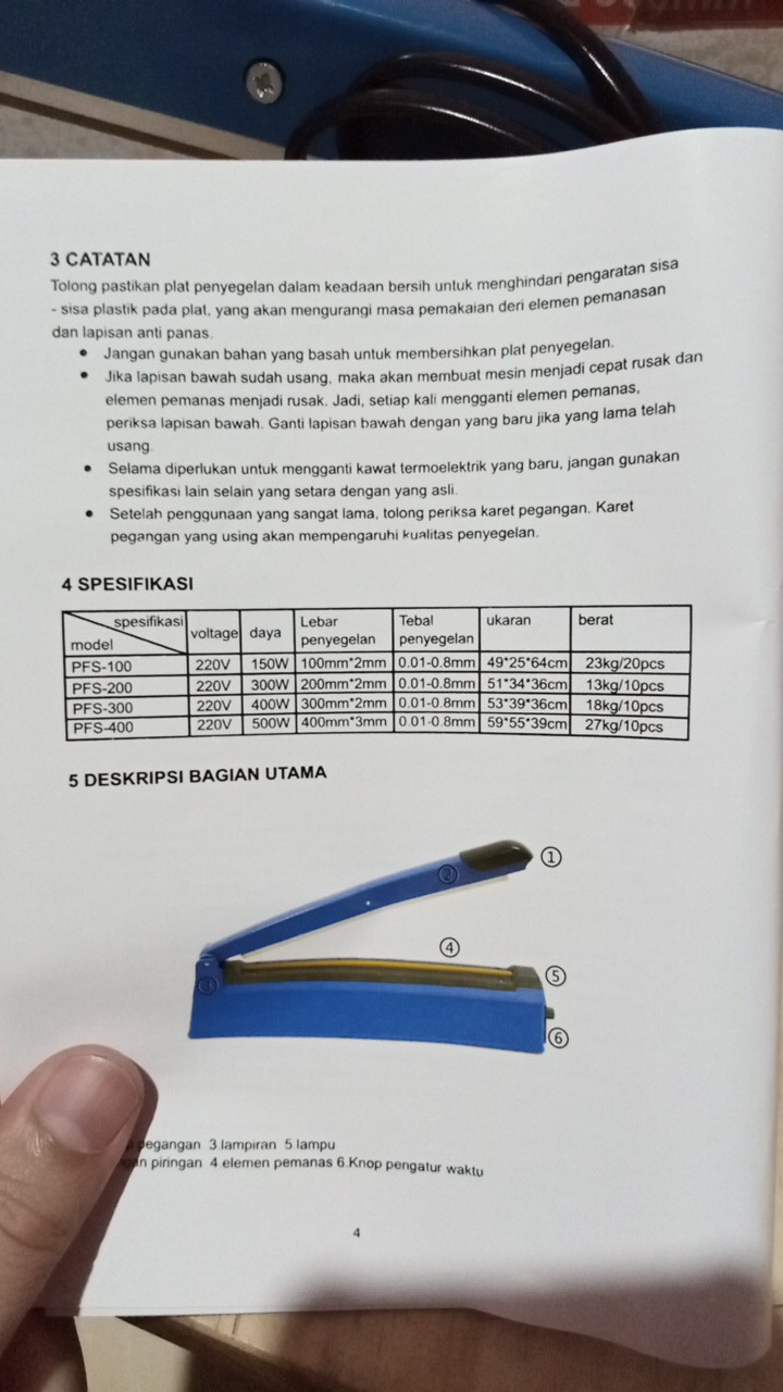 Pres Plastik Impulse Sealer Pfs 300 Alat Mesin Press Plastik 30 Cm