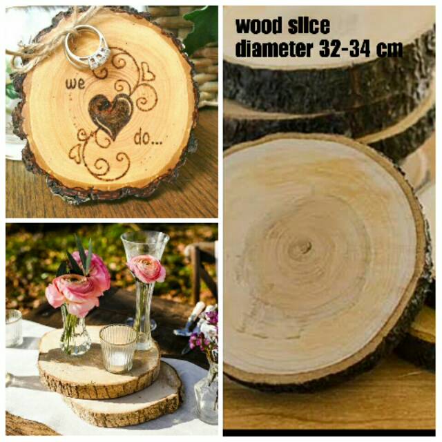 Hiasan meja, dekorasi wood slice, potongan kayu