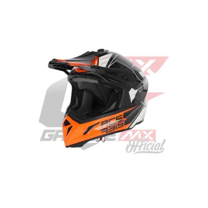 HELM ACERBIS IMPACT STEEL CARBON - WHITE ORANGE