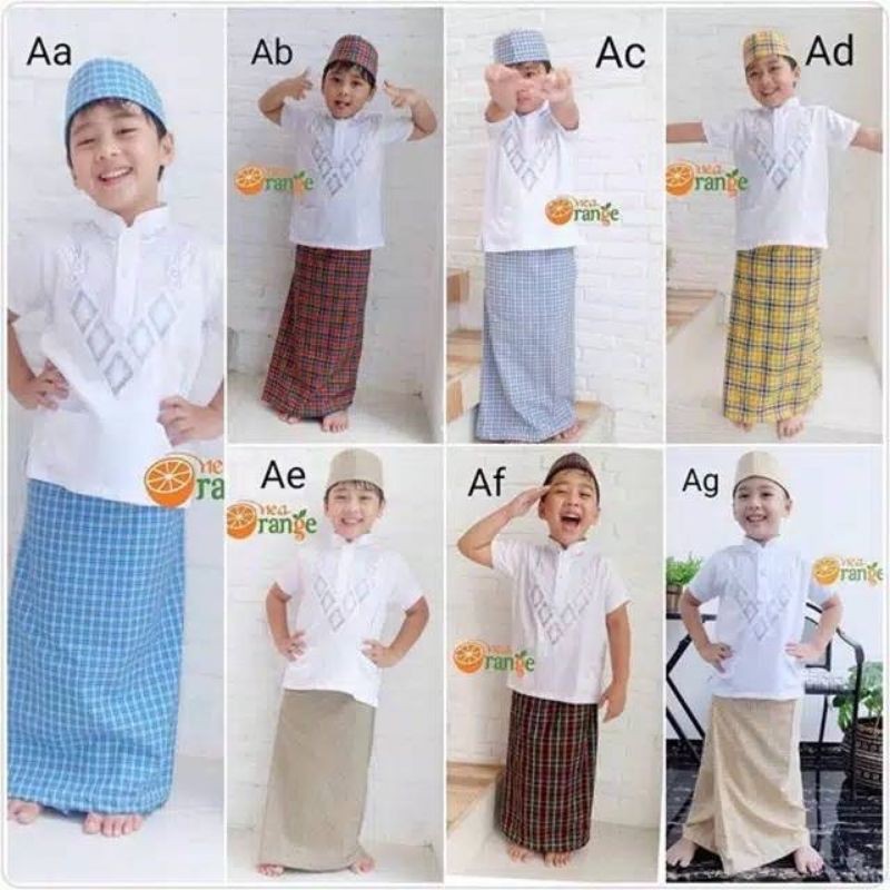 SARUNG ANAK INSTAN ORANGE + PECI