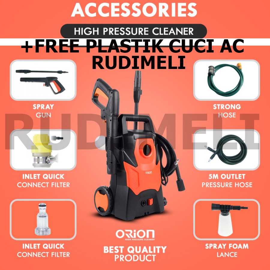 PAKET Alat steam cuci AC - STEAM MOTOR-STEAM MOBIL Jet Cleaner - Orion SUPERJET100+FREE PLASTIK AC 1PK -SELANG 3M