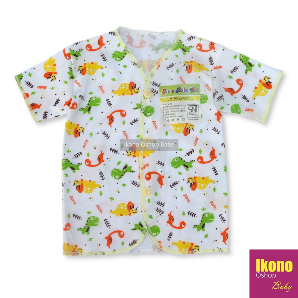 Ikono 3 Pcs Baju Bayi Newborn Lengan Pendek Putih Motif Printing Airin-3