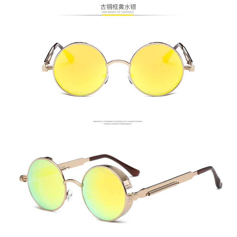 ✨Cod Kipas Angin Mini Portable✨Kacamata Hitam Bentuk Bulat Bahan Logam Gaya Retro Vintage Untuk Pria Dan Wanita