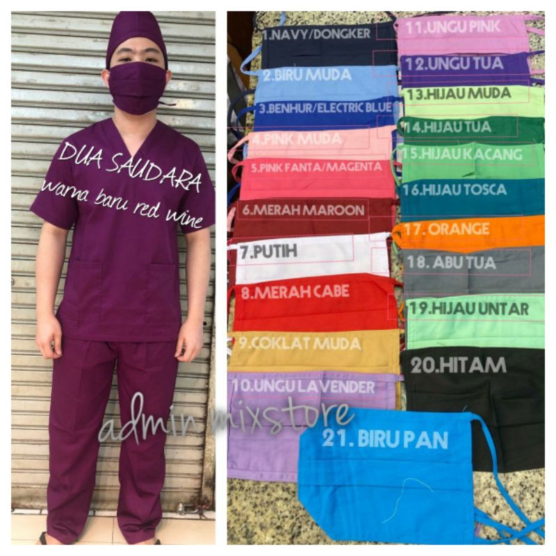 5L Baju Jaga ukuran XXXXL Dua Saudara Lengan Pendek Scrub Seragam OKA