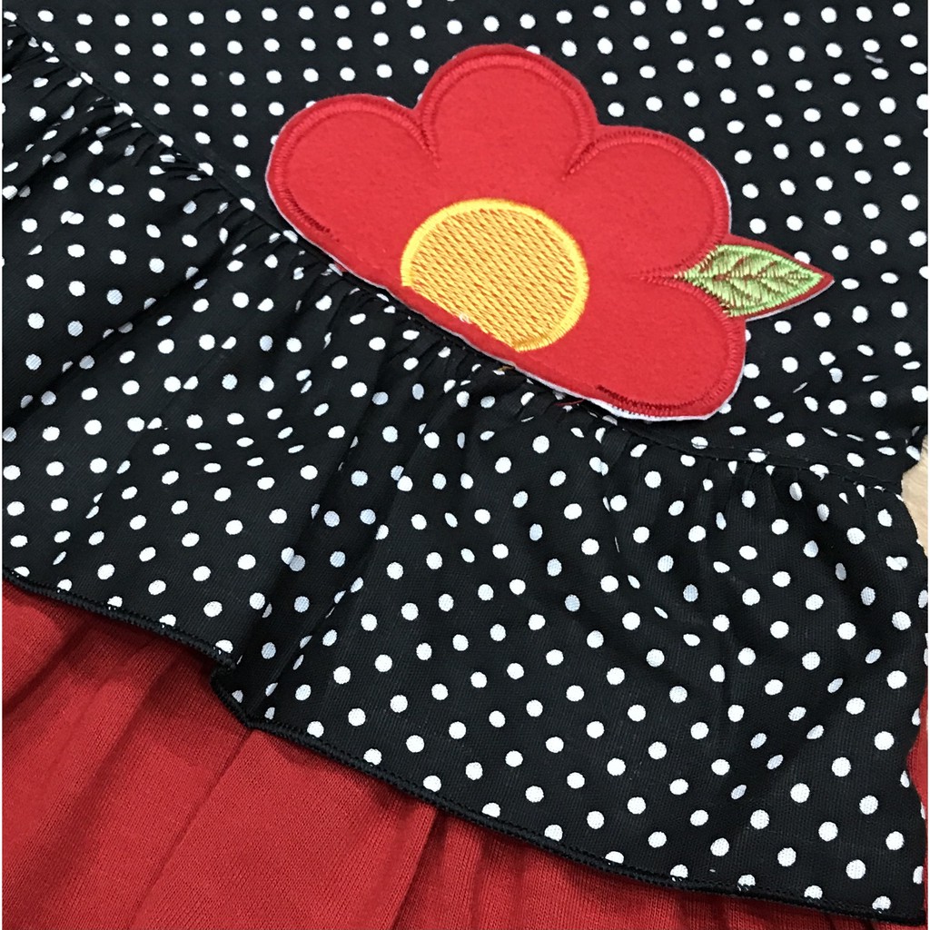 Babysmart - Baju bayi/Anak Perempuan Dress motif Polkadot Bunga Susun PLANET KIDS usia 0 -12 bulan