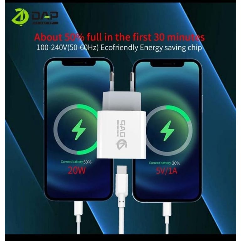 Batok Charger DAP D-AP6 Colokan TYPE-C Kepala Casan DAP D-AP6 USB C 20W Adaptor Charger DAP D-AP6 USB-C 20W ORIGINAL