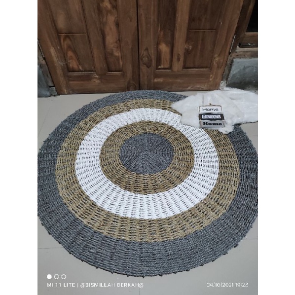 D120cm RUG ANYAMAN//RUG ANYAMAN SEAGRASS//AMBAL BULAT//KARPET  ANYAMAN