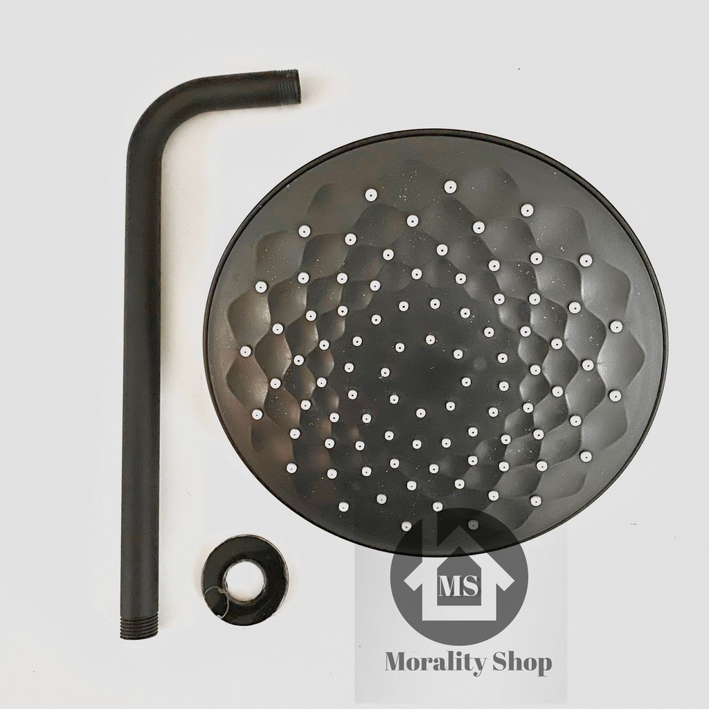 Wall Shower Bulat 9 inch Hitam M1 - Kepala Shower Wall shower Tembok Big Jumbo Black Ws55