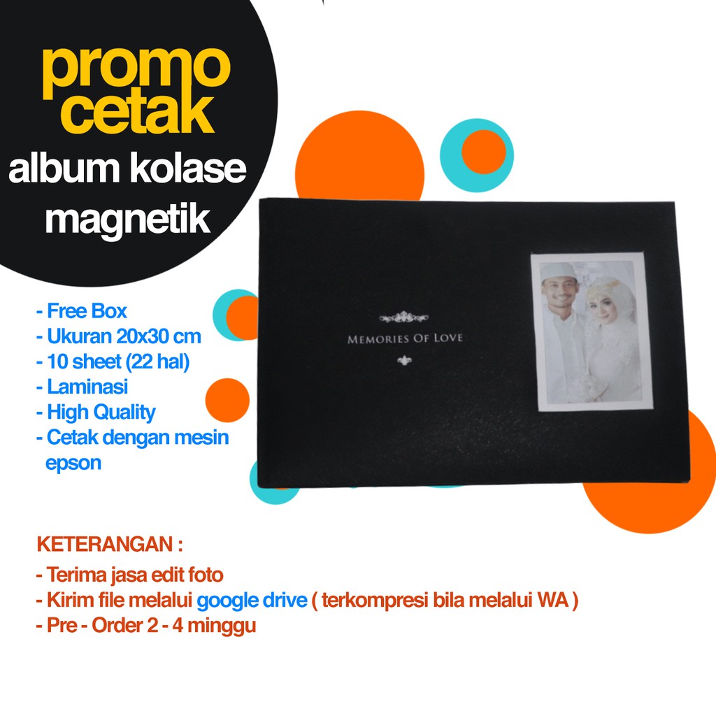 

Album Kolase Magnetik Premium 20X30 Wedding Keluarga Percetakan
