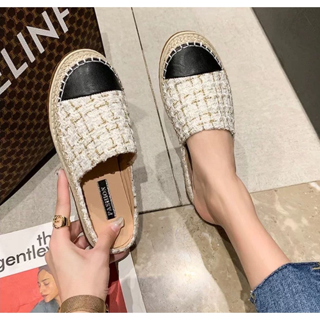 AGI10555 sepatu mules wanita import murah sandal slip on wanita terbaru sepatu flat fashion kekinian cod jakarta