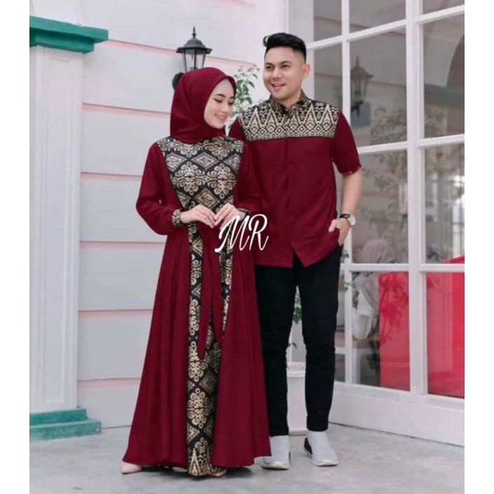 Baju Couple Keluarga Lebaran 2022 Couple Muslim Keluarga Terbaru Moscrepe Batik Furing Maxy Kondanga