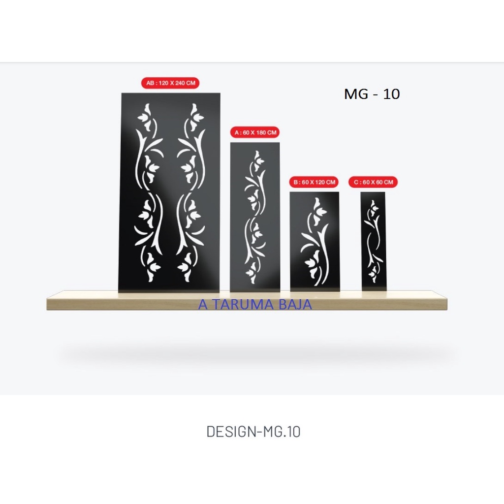 Plat Laser Cutting 2,0mm, Ellip Iron Art, Design MG-9 s/d MG-16, Pagar, Tralis, Railling Tangga, Railling Balkon, Partisi, Canopy, dll