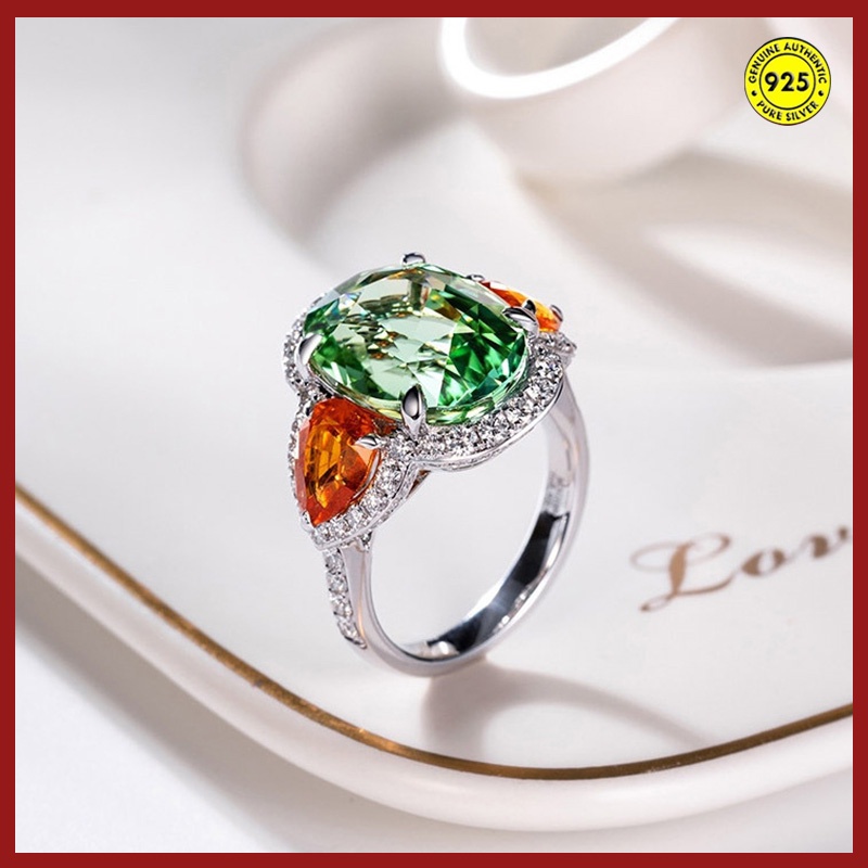 Cincin Sterling Silver 925 Model Terbuka Dengan Permata Warna Warni Untuk Wanita